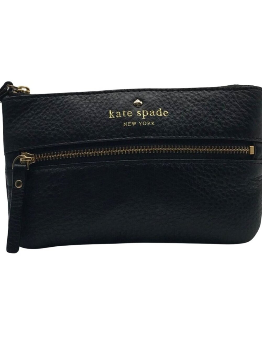 Kate Spade Black Pebbled Leather Cobble Hill Bee Wristlet